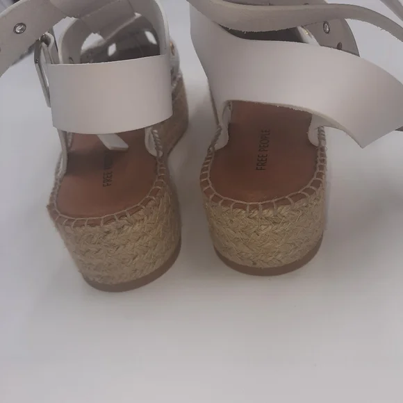 NWOT FREE PEOPLE White Gladiator Sandal Espadrille Flatform Platform 39 Size 9 - Picture 11 of 13